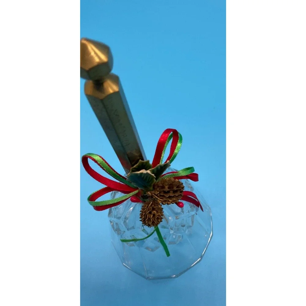Vintage Lead Crystal Bell 1988 Brass Handle Holiday Decoration Made in Taiwan‎